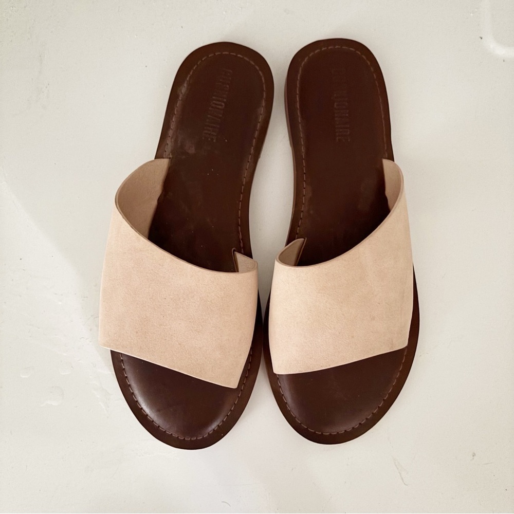 Tan and Pink Slide Sandals with Wide Strap - Picture 8 of 8
